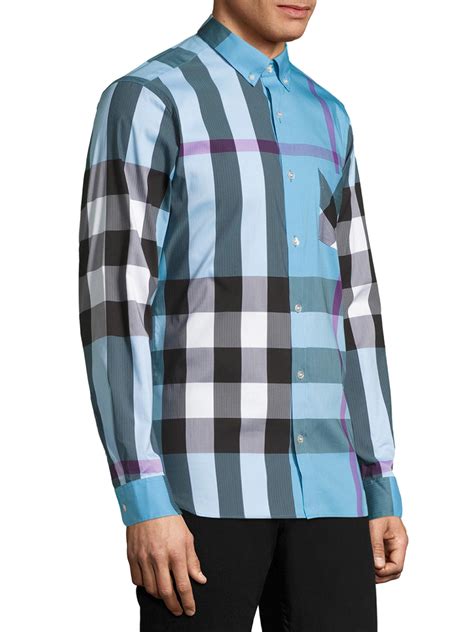 burberry shirt with button on side arm|burberry button down shirt men.